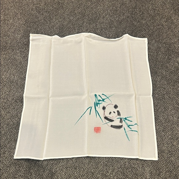 Accessories - Vgt pure silk handkerchief Panda Print White